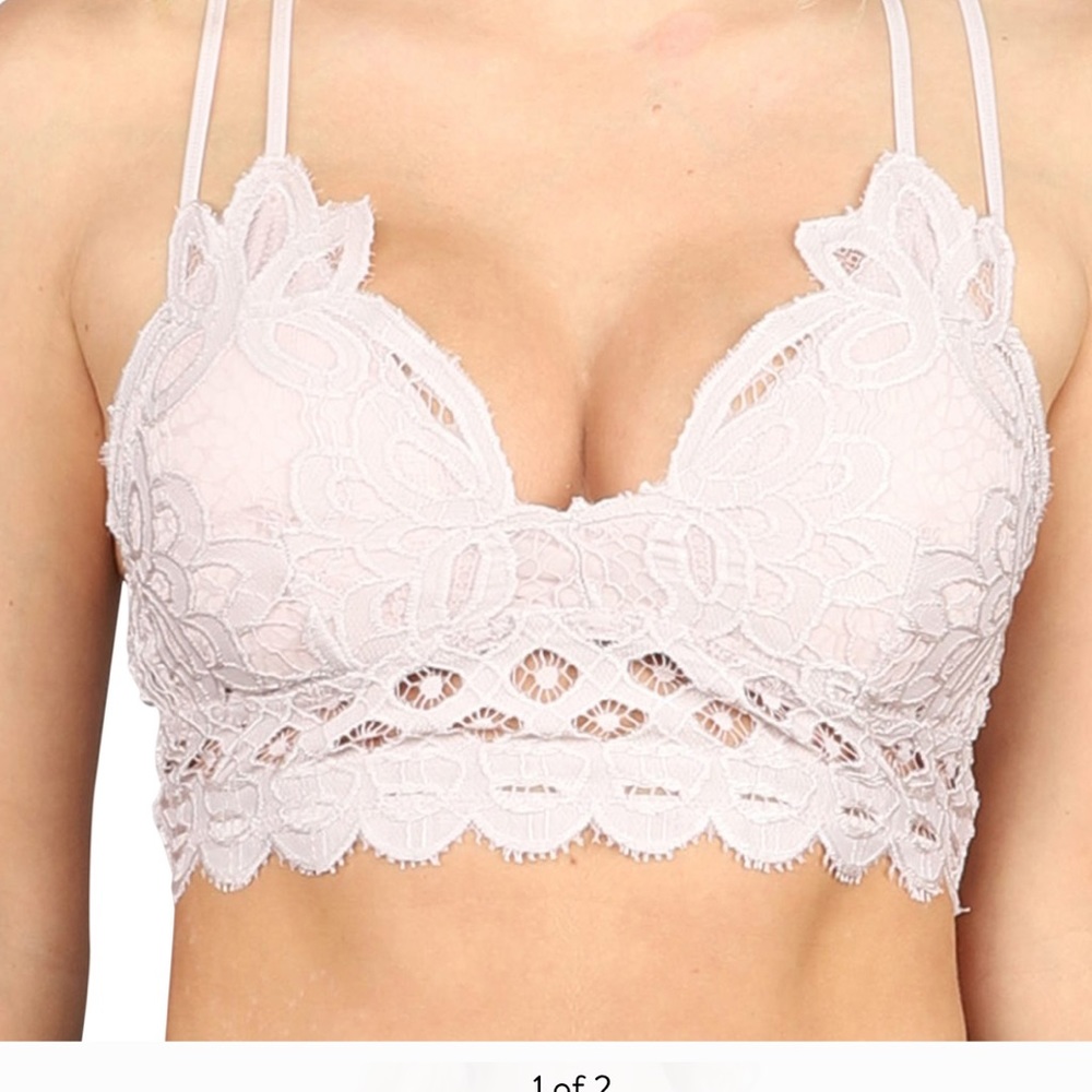 JOLIE FLORAL LACE BRALETTE- VIOLET GRAY - Picture 2 of 4